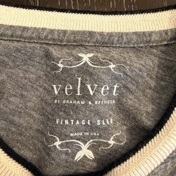 Velvet by Graham & Spencer Vintage Slub Ringer Tee Small Gray - Picture 3 of 6